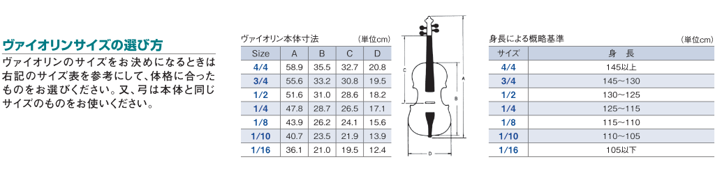 ヴァイオリンサイズの選び方